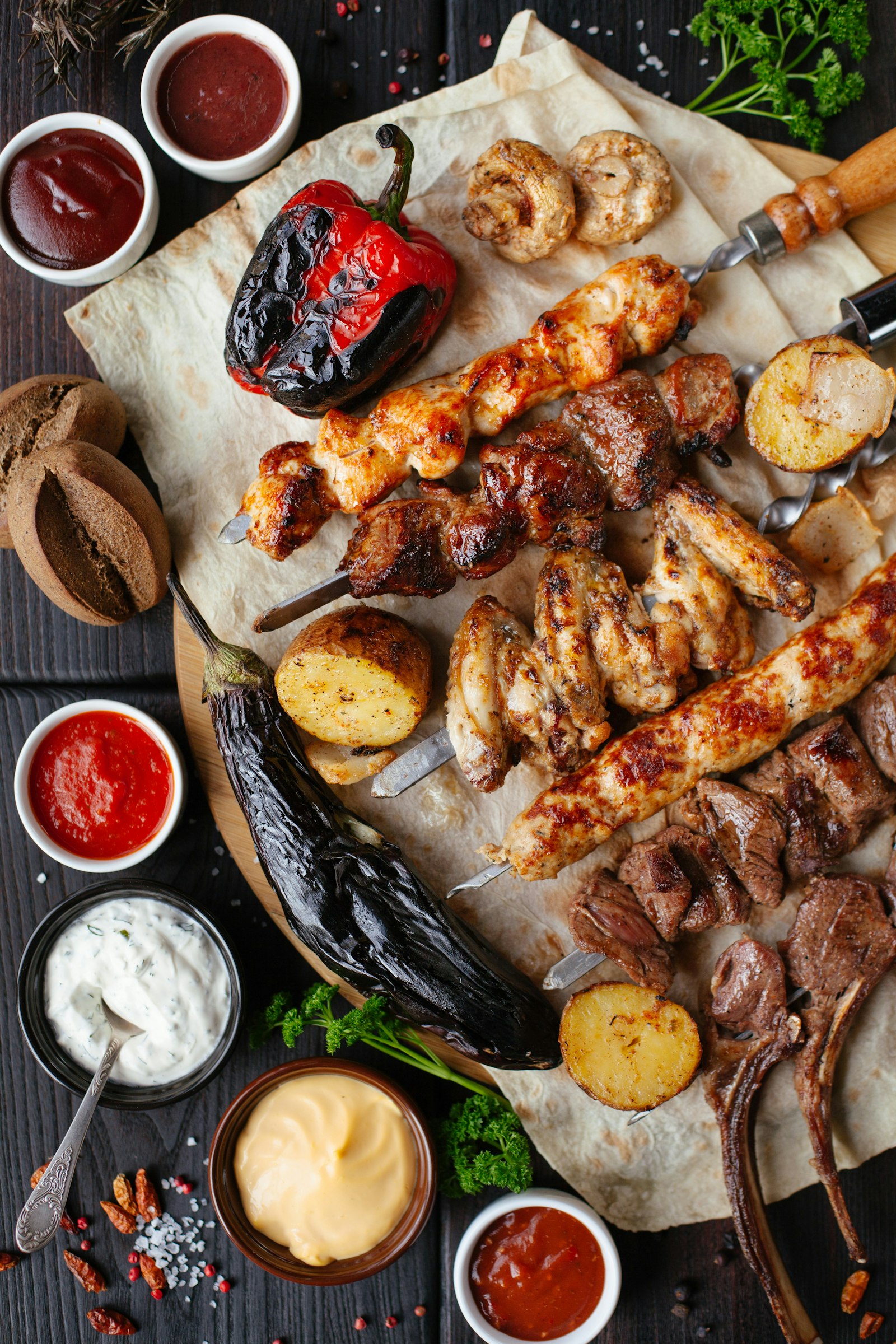 Sizzling Afro grill charcoal flame